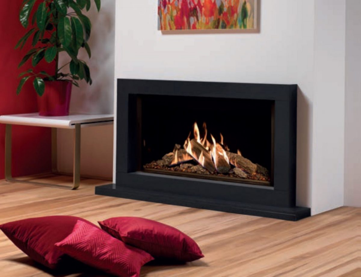 Gazco Reflex 105 Black Glass Conventional Natural Gas Fire