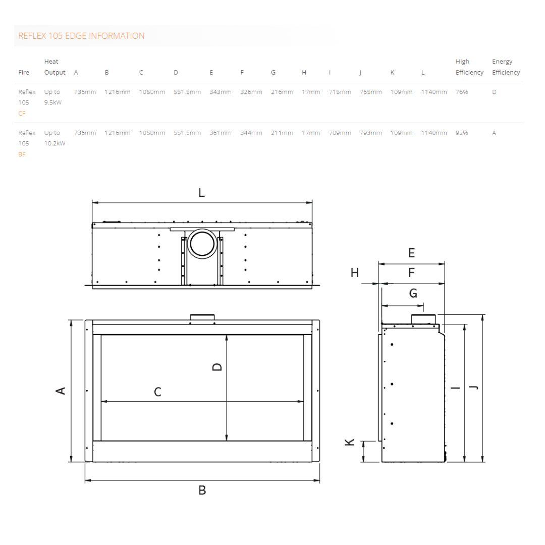 Gazco Reflex 105 Black Glass Conventional Natural Gas Fire