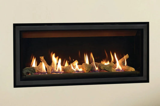 Gazco Studio 2 Slimline Black Glass Log Balanced Flue Natural Gas Fire